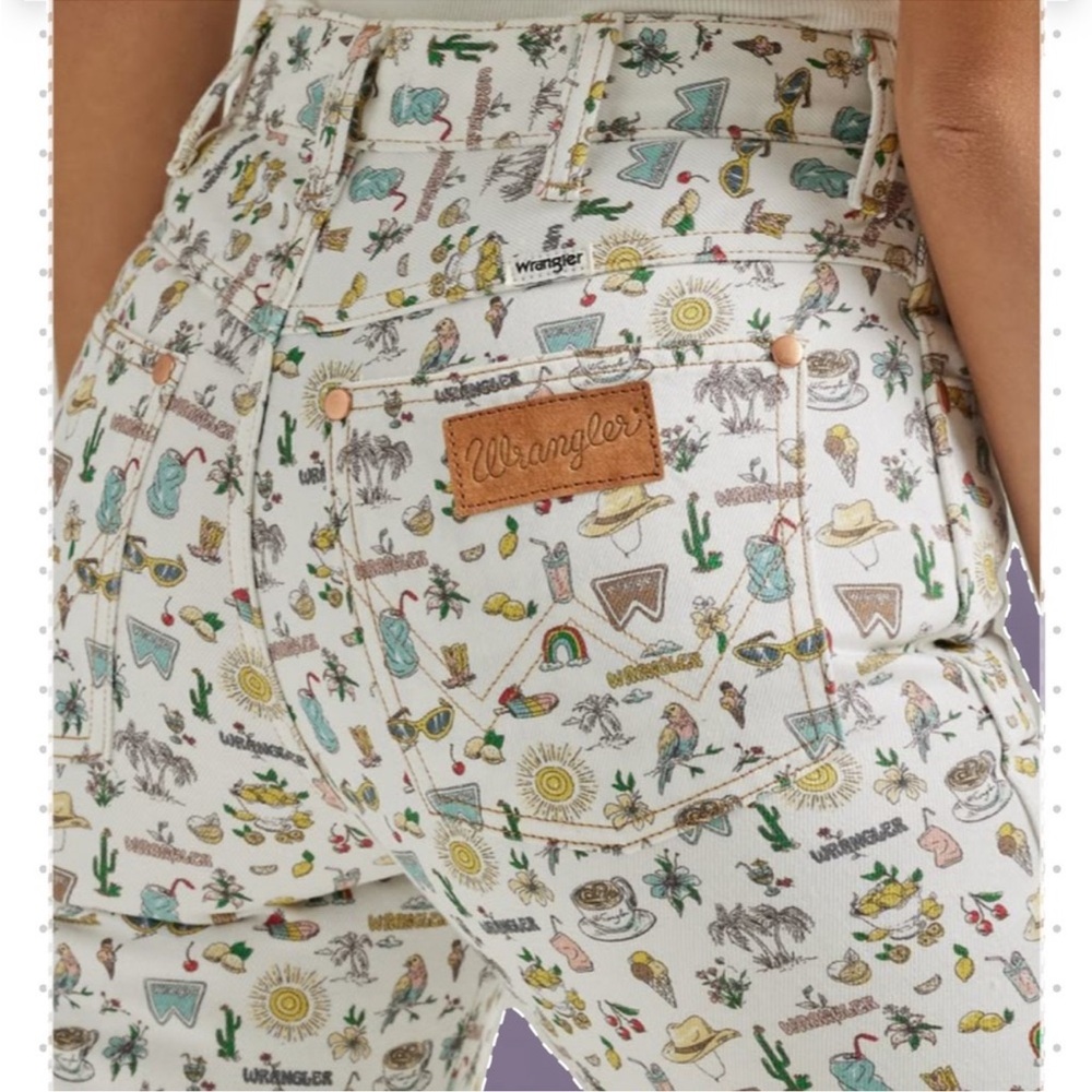 Wrangler Women's Flare Jeans with Fun Patterns - White and Multicolor - Picture 4 of 16